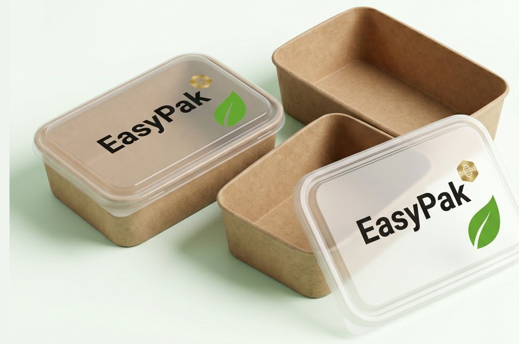 Food-safe takeaway containers with EasyPak branding